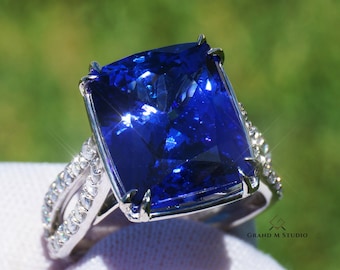 Echte Tansanit Diamant Goldring Natürliche keine Wärme 14k GIA zertifiziert 10.78ctw echt