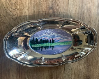 Alaskan Wilderness Hand Painted Metal Rolling Tray