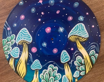 Hand painted shroom vinyl record