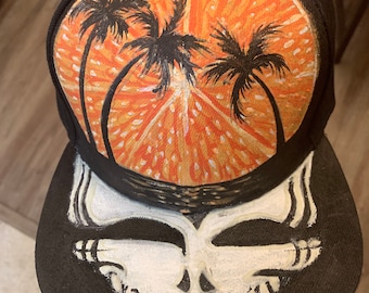 Florida Dead Head hand painted flat brim SnapBack hat