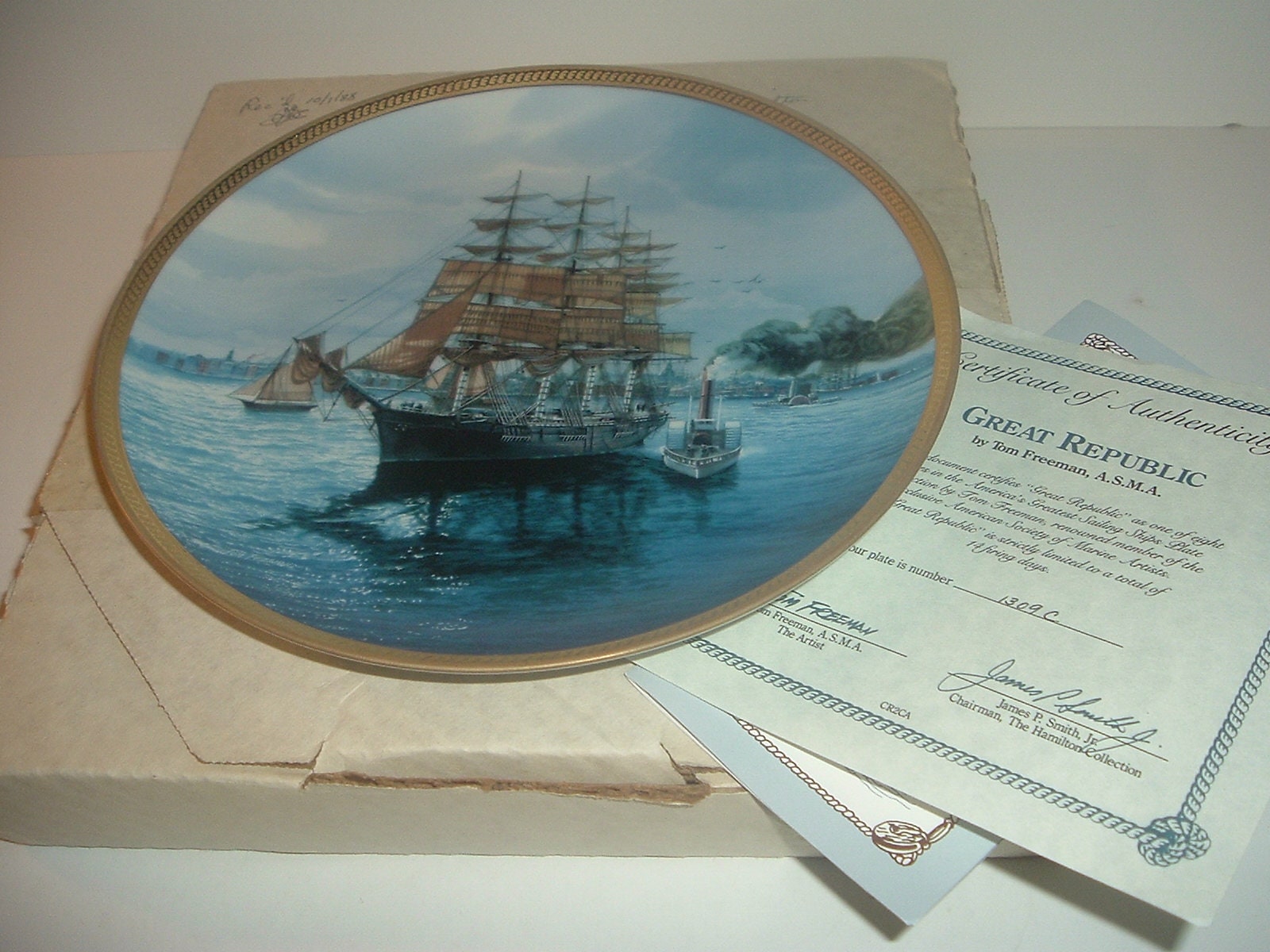 The Great Republic Plate Americas Sailing Ships w/ Box and COA 1988