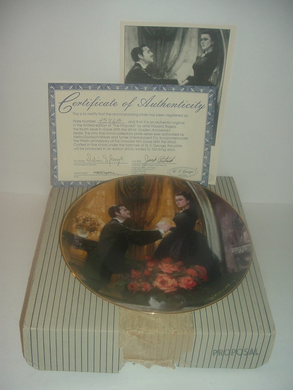 Gone with the Wind Scarlett and Rhett The Proposal Plate 1988 W S George w Box COA