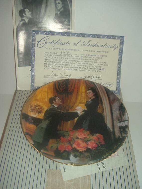Gone with the Wind Anniversary Series Scarlett and Rhett's Proposal Plate w box & COA