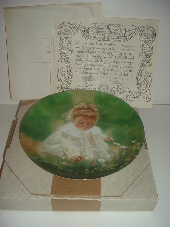 Donald Zolan Spring Innocence Wonder of Childhood Plate w box & COA 1983