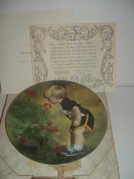 Donald Zolan Grandma's Garden Wonder of Childhood Plate w box & COA 1985