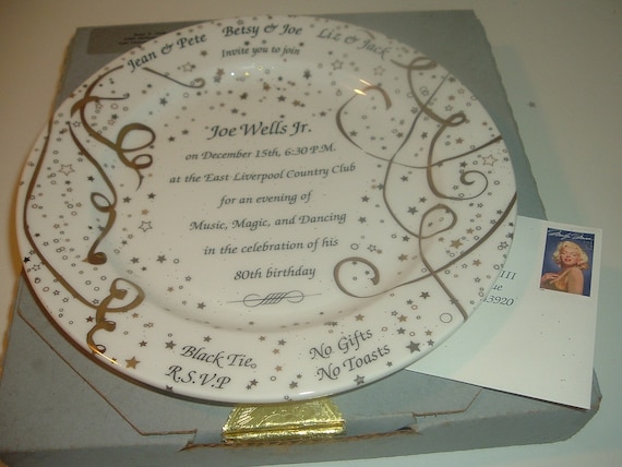 Homer Laughlin Birthday Invitation Plate in original box with RSVP