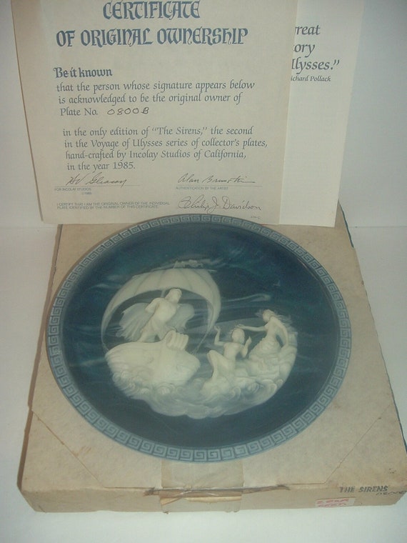 Incolay Studios The Sirens Voyage of Ulysses Plate w/ COA and Box 1985