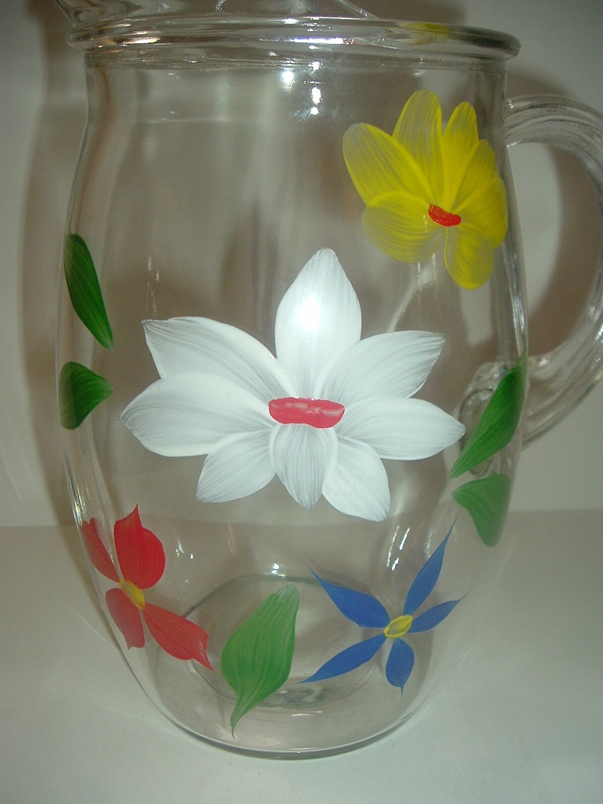 Mid Century Floral Lemonade Pitcher & 5 Glasses