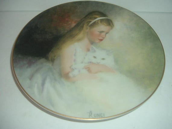 Edward Runci Darcy Mother's Day Series Girl with Kitten Limited Edition Plate 1977