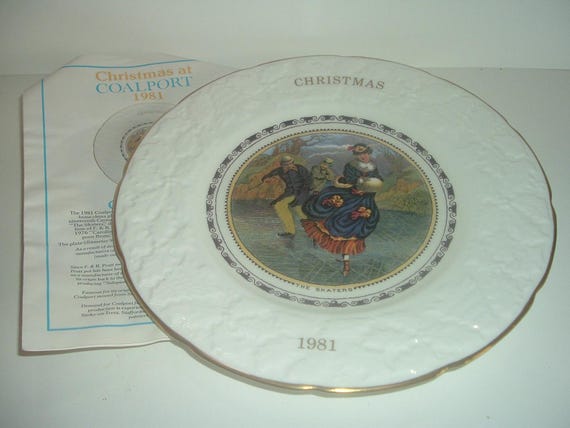 Coalport 1981 Christmas Plate The Skaters