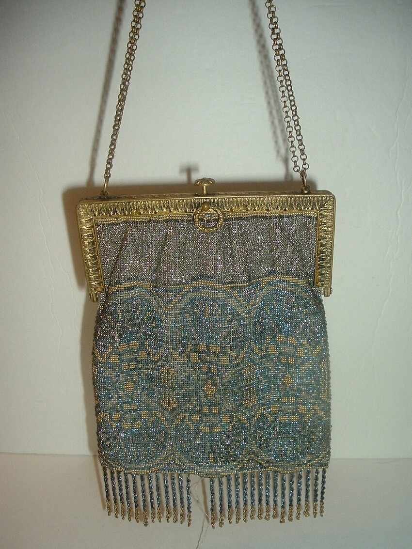 Antique Beaded Drawstring bag