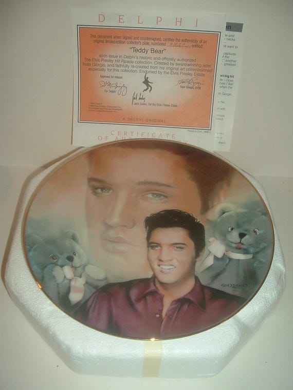 Elvis Presley Teddy Bear Plate