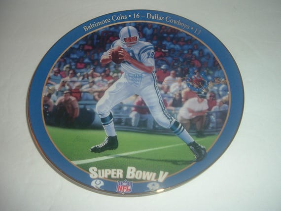 Johnny Unitas Baltimore Colt Super Bowl V Quarterback plate 1995