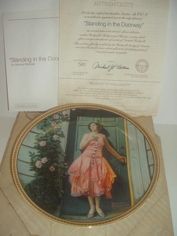 Standing in the Doorway Norman Rockwell Rediscovered Women Plate w box & COA