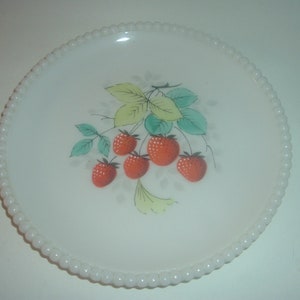 Westmoreland Milchglas Erdbeeren Perlen Rand Obstteller