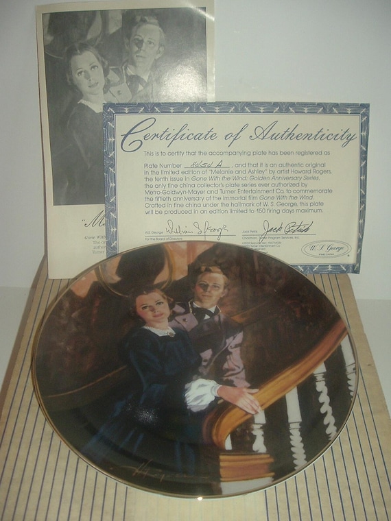 Gone with the Wind Anniversary Series Melanie and Ashley Plate w box & COA