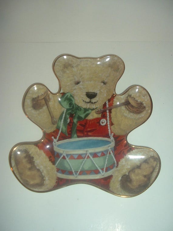 Teddy Little Drummer Bear by Sarah Rengry Bear Shaped Plate for Franklin Mint
