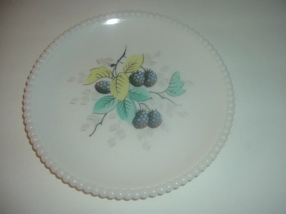 Westmoreland Milk Glass Blackberries Beaded Edge Fruit Plate