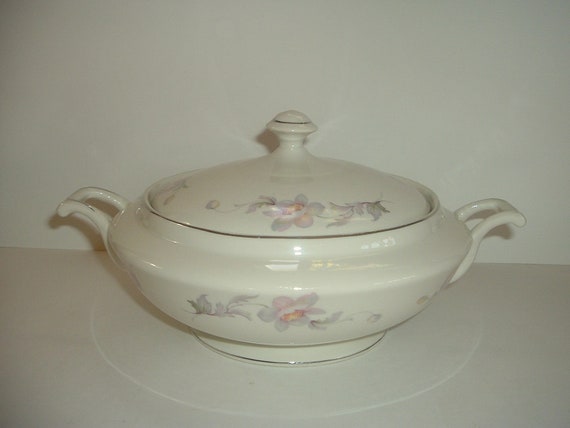 Warwick China Silver Trim and Floral Casserole or Covered Vegetable