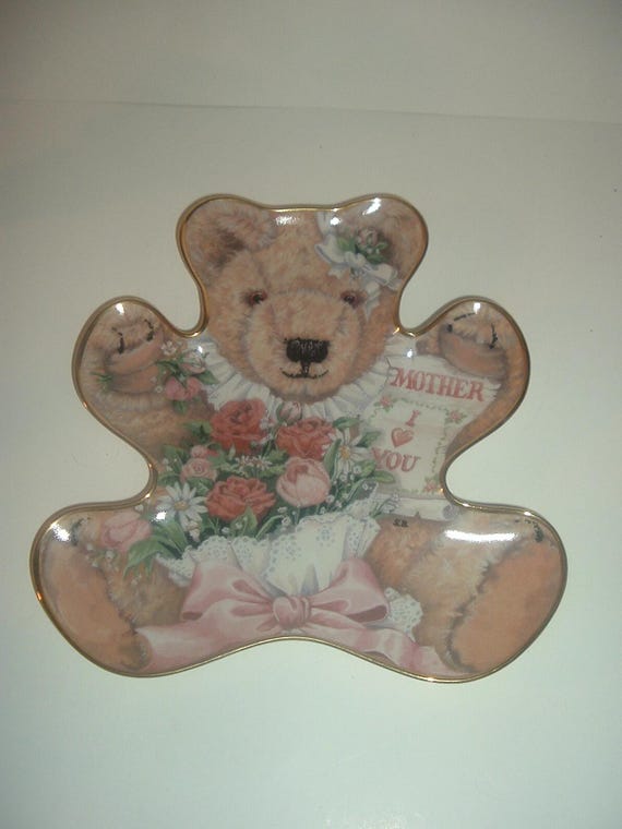 Teddy Hugs Mother I Love You by Sarah Rengry Bear Shaped Plate for Franklin Mint