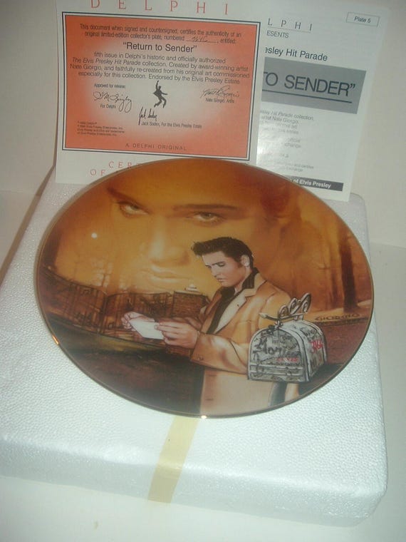 Elvis Presley Return To Sender Plate
