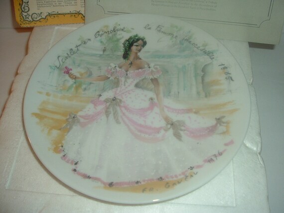 Limoges Scarlet in Crinoline -- The Inaccessible Woman Plate Henri Darceau in foam box