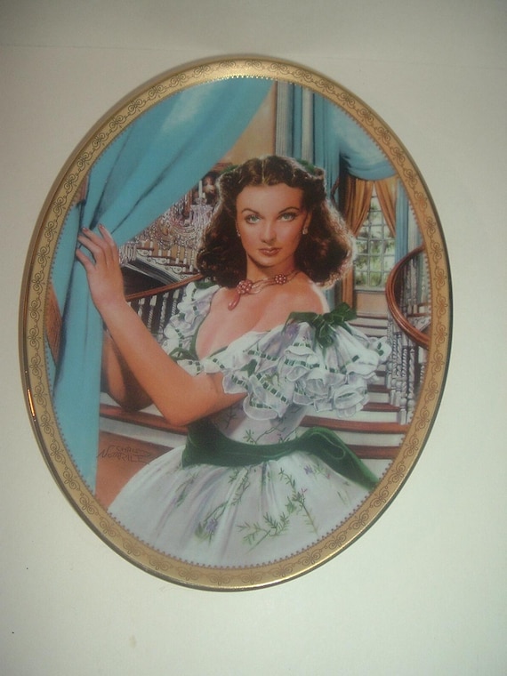 Gone With the Wind Oval Collector Plate Scarlett Jewel of the South 1996