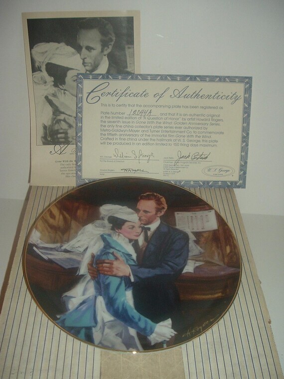 Gone with the Wind Anniversary Series Scarlett and Ashley A Question of Honor Plate w box & COA