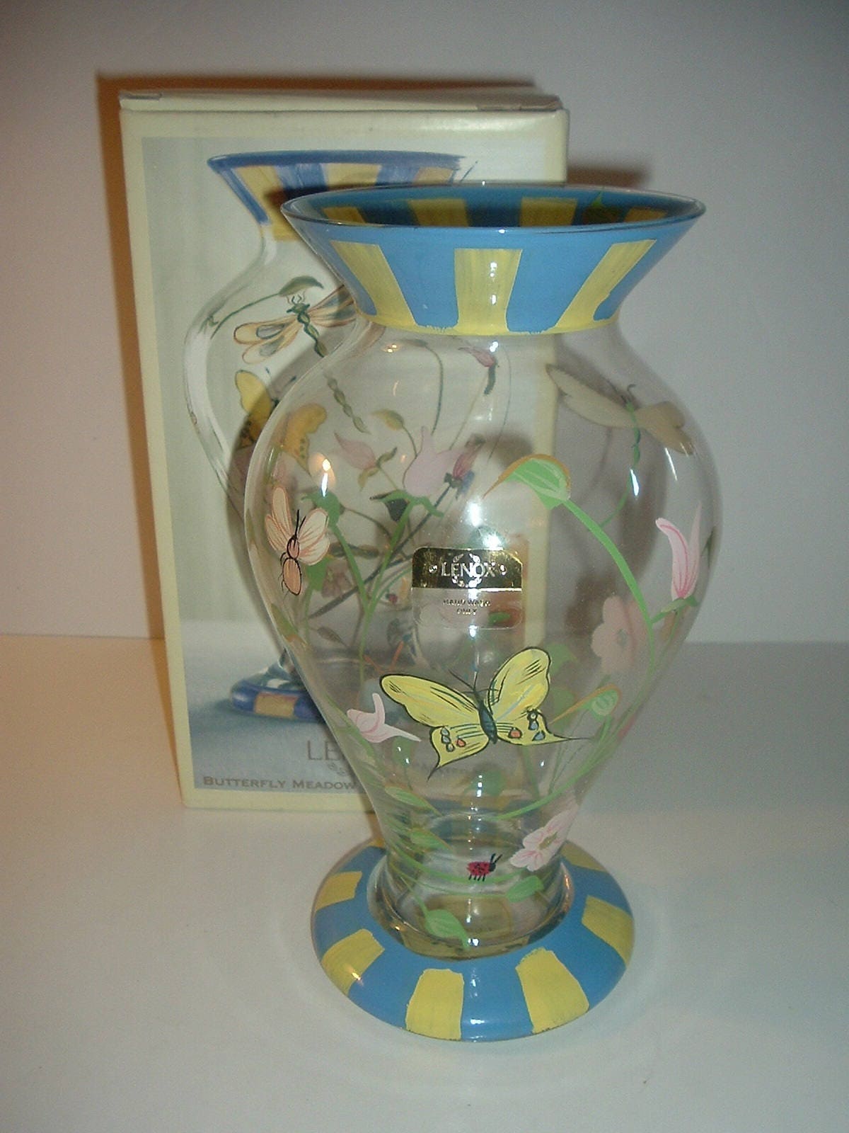 Lenox Butterfly Meadow Glass Vase With Box