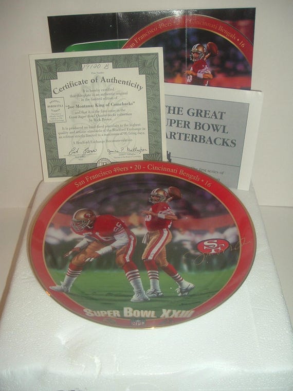 Joe Montana King of Comebacks Superbowl XXIII Great Quarterbacks First Issue Plate