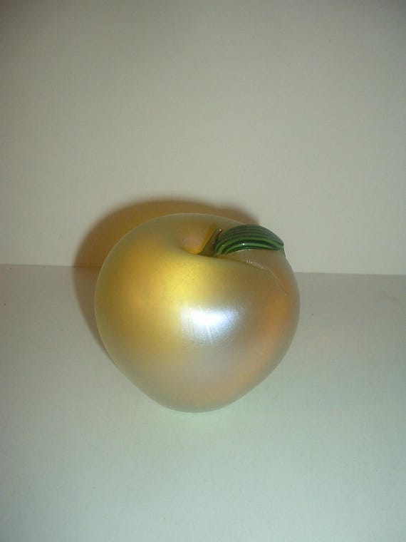 Orient & Flume Iridescent Venetian Fruit Art Glass Paperweight