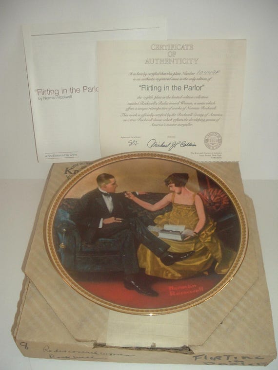 Flirting in the Parlor Norman Rockwell Rediscovered Women Plate w box & COA