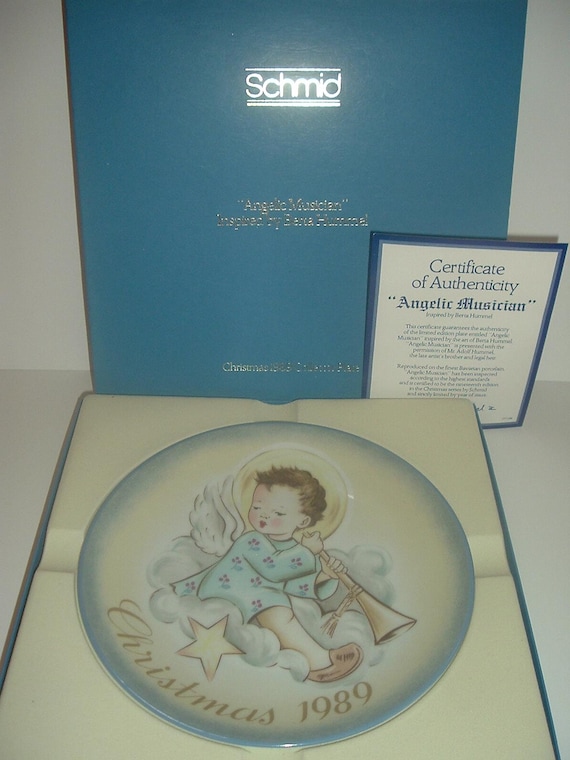 Schmid Angelic Musician Hummel Christmas Plate in box with COA 1989