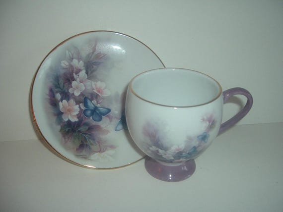 Lena Liu Blossoms & Butterflies Cup and Plate for Telefloral