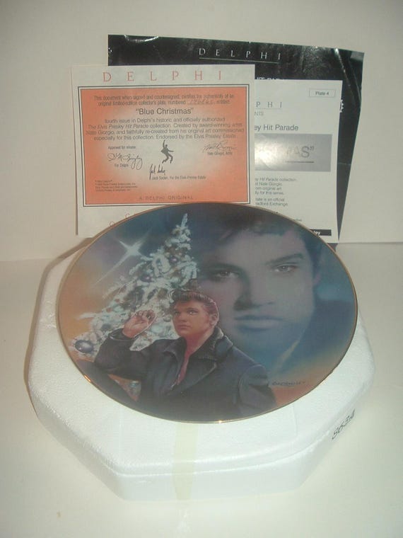 Elvis Presley Blue Christmas Plate