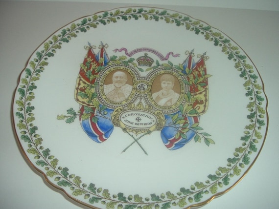 Copeland England Edward VII and Alexandra Coronation Plate 1902