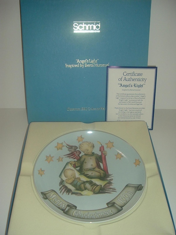 Schmid Angel's Light Hummel Christmas Plate in box with COA 1990