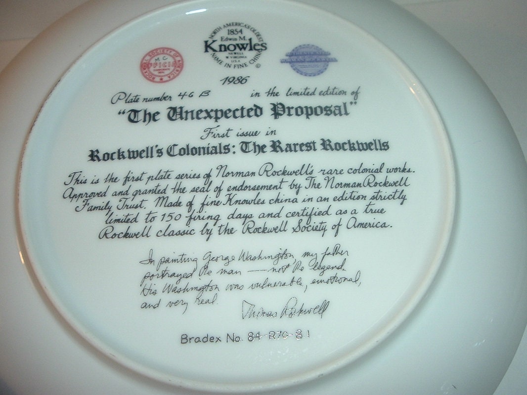 Norman Rockwell Plate The Unexpected Proposal 1986