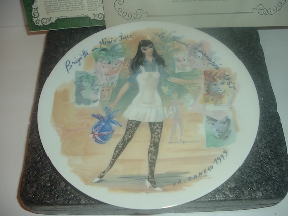 Limoges Brigitte in Mini Skirt, the Liberated Woman Plate Henri Darceau in foam box