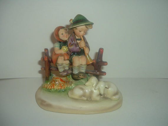 Hummel HUM 99 Eventide Boy Girl Sitting on Fence Figurine TMK2