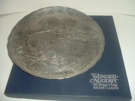 Wendell August Forge Pewter Country Christmas 1997 Plate with box