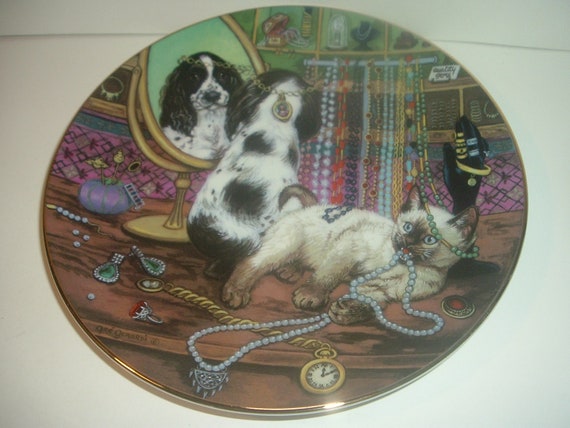 Chain Reaction Little Shopkeepers Dog Cat Plate by Gre Gerardi 1991