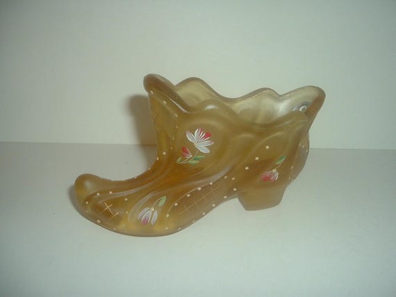 Fenton Glass Hand Painted Artist Signed 95 Anniversary Shoe