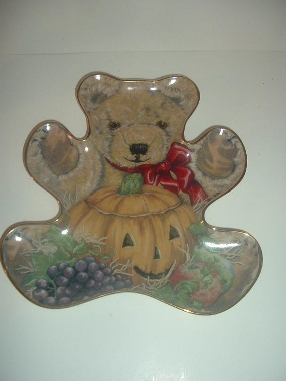 Teddy's Bountiful Bear by Sarah Rengry Bear Shaped Plate for Franklin Mint