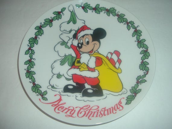 Disney World Disneyland Mickey Mouse Merry Christmas Plate