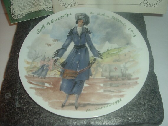 Limoges Edith the Practical Woman in Tailored Costume Plate Henri Darceau in foam box
