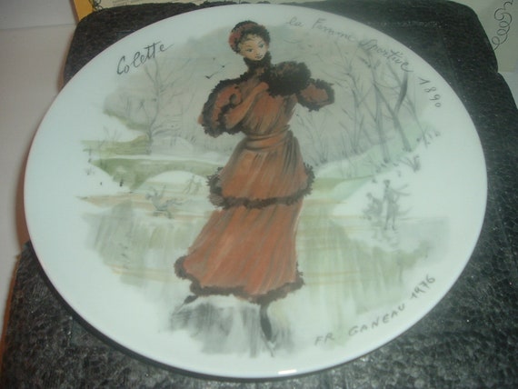 Limoges Colette la Femme Sportive Plate Henri Darceau in foam box