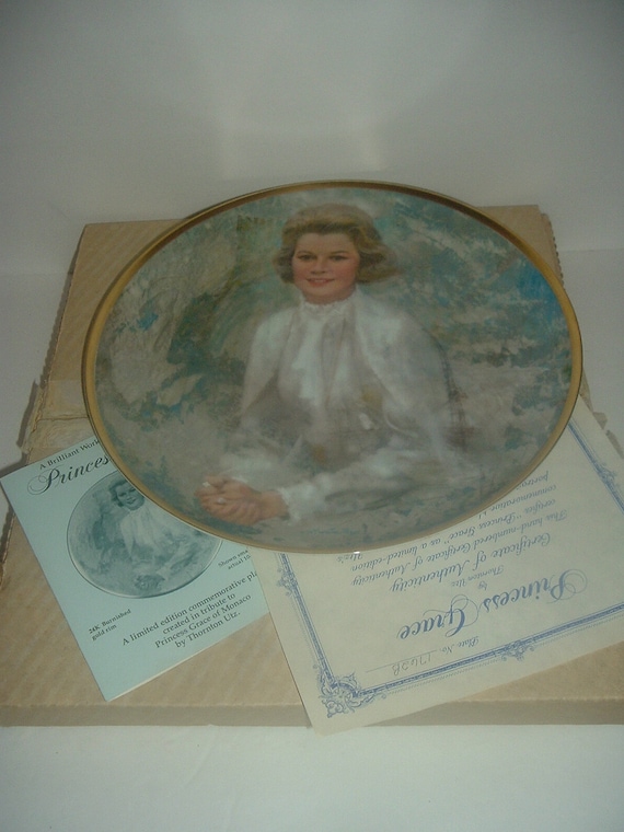 Princess Grace of Monaco Tribute Plate with box COA 1980's