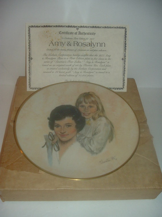 First Ladies Amy & Rosalynn Carter 1st Issue Plate in box w COA 1977