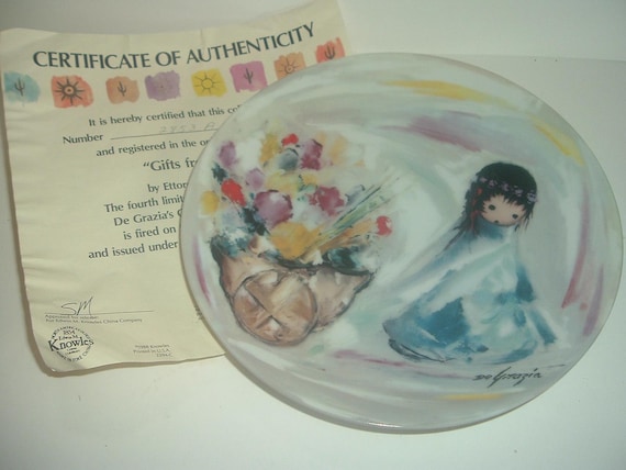 Gifts From the Sun De Grazia Plate Limited Edition 1988 w COA